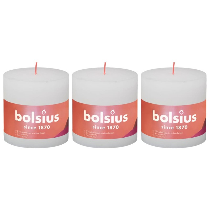 Bolsius Velas rústicas cilíndricas Shine 3pcs 100x100mm branco nublado-Velas-Home Retail