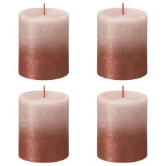 Bolsius Velas rústicas cilínd. Sunset 4pcs 80x68 mm rosa nublado/âmbar