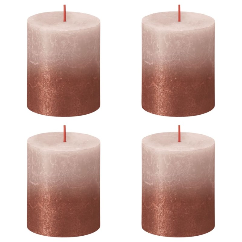 Bolsius Velas rústicas cilínd. Sunset 4pcs 80x68 mm rosa nublado/âmbar-Velas-Home Retail