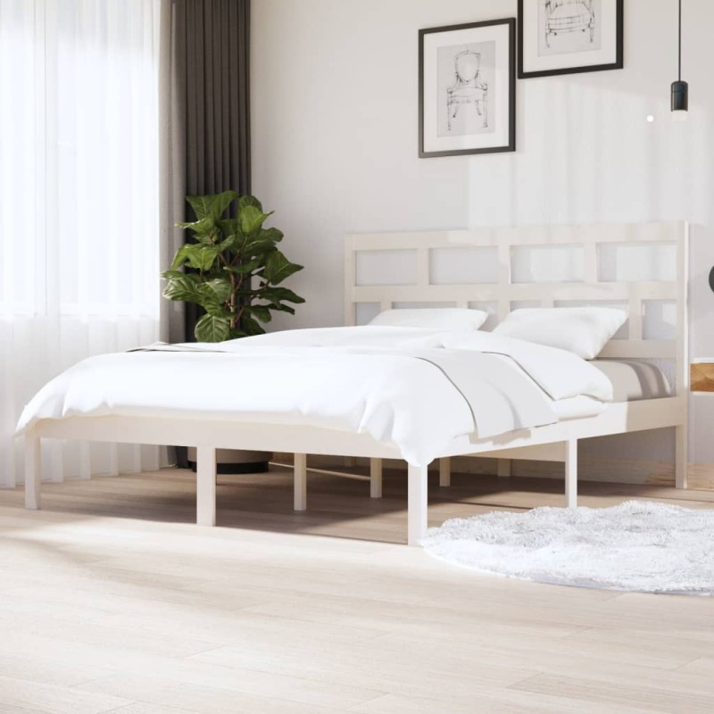 Estrutura de cama super king 180x200 cm madeira maciça branco-Camas e estruturas de camas-Home Retail