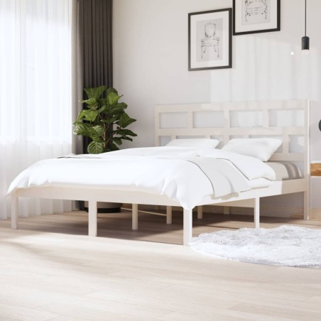 Estrutura de cama super king 180x200 cm madeira maciça branco