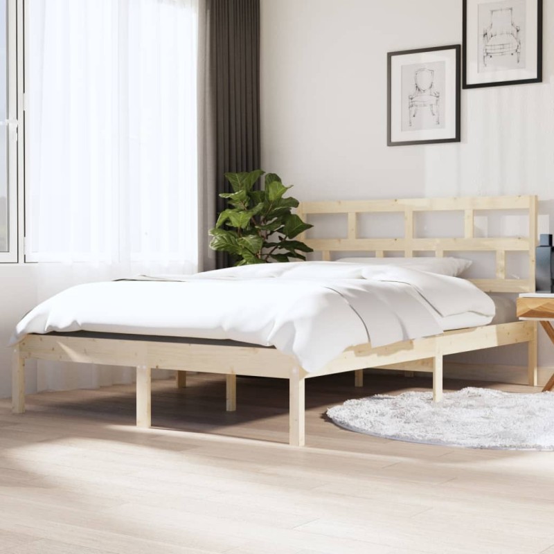 Estrutura de cama casal 135x190 cm madeira maciça-Camas e estruturas de camas-Home Retail