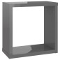 Prateleiras parede forma de cubo 4 pcs 30x15x30 cm cinza brilh.