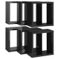 Prateleiras parede forma de cubo 6 pcs 30x15x30 cm preto brilh.