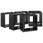 Prateleiras parede forma de cubo 6 pcs 30x15x30 cm preto brilh.