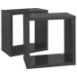 Prateleiras parede forma de cubo 2 pcs 26x15x26 cm cinza brilh.