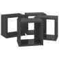 Prateleiras parede forma de cubo 4 pcs 22x15x22 cm cinza brilh.