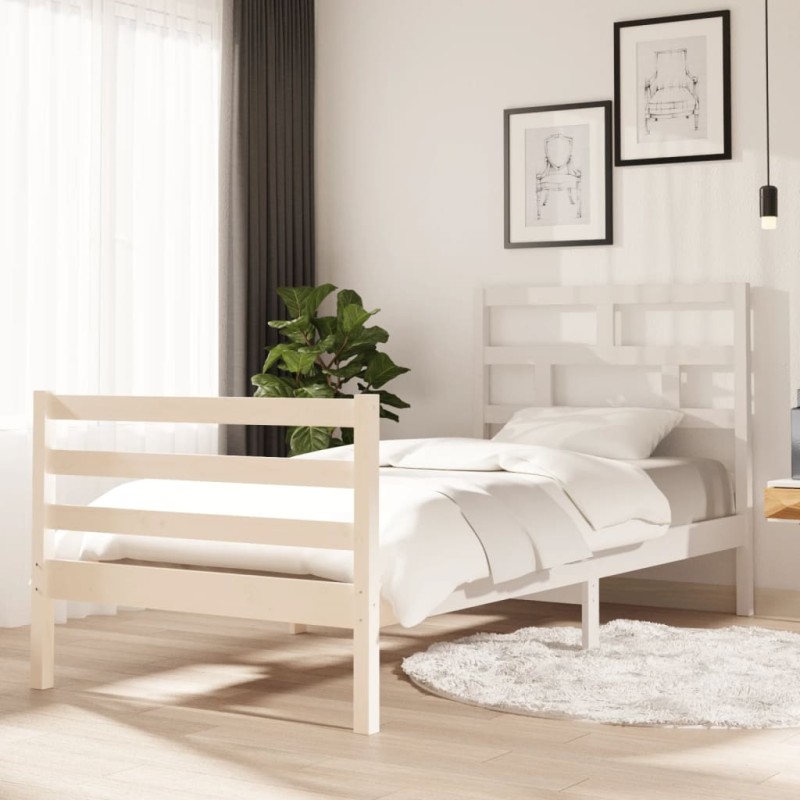 Estrutura de cama 90x200 cm madeira de pinho maciça branco-Camas e estruturas de camas-Home Retail