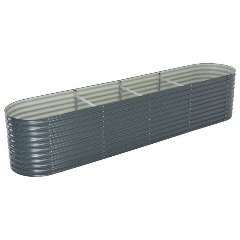 Canteiro elevado de jardim aço galvanizado 400x80x81cm cinzento-Vasos e floreiras-Home Retail