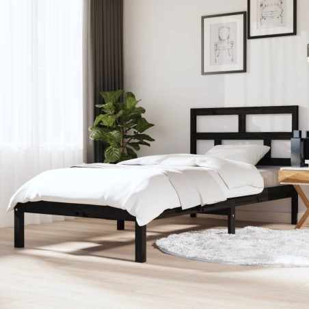 Estrutura cama de solteiro 90x190 cm madeira maciça preto