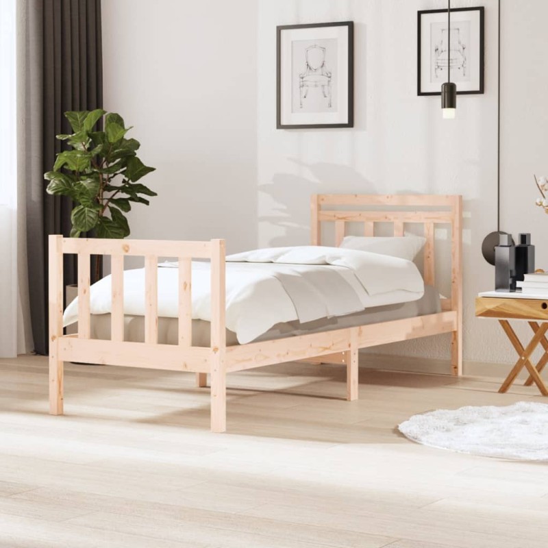 Estrutura de cama pequena solteiro 75x190 cm madeira maciça-Camas e estruturas de camas-Home Retail