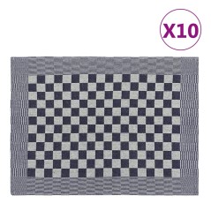 Panos de cozinha 10 pcs 50x70 cm algodão azul e branco