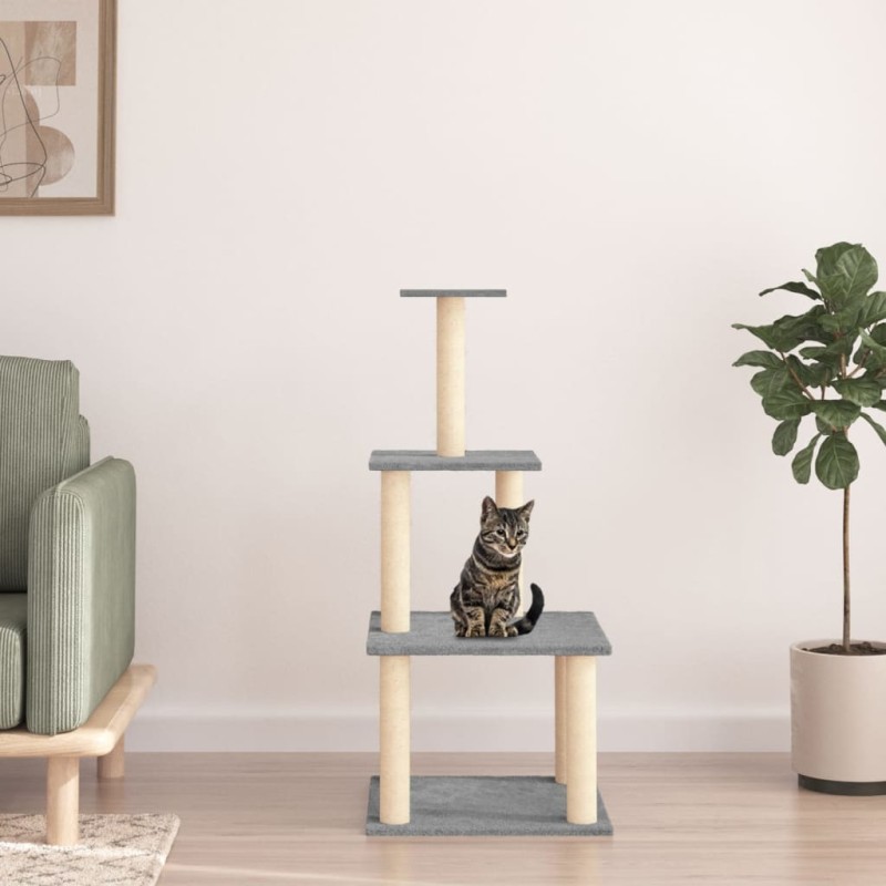 Árvore p/ gatos c/ postes arranhadores sisal 111 cm cinza-claro-Móveis para gatos-Home Retail