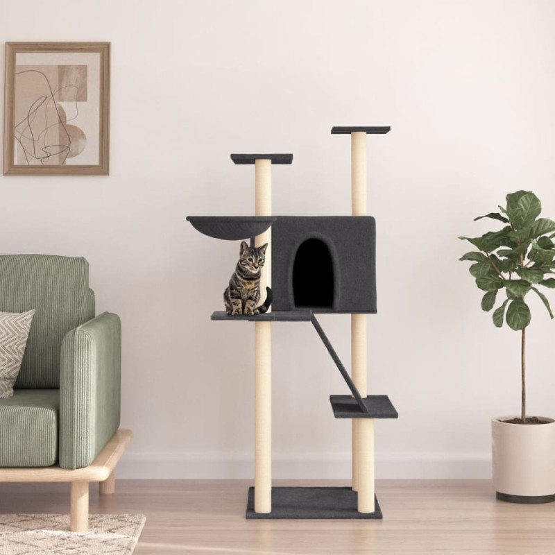 Árvore p/ gatos c/ postes arranhadores sisal 143cm cinza-escuro-Móveis para gatos-Home Retail