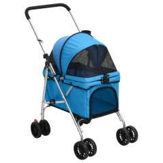 Carrinho dobrável para cães 76x50x100 cm tecido oxford azul