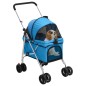 Carrinho dobrável para cães 76x50x100 cm tecido oxford azul