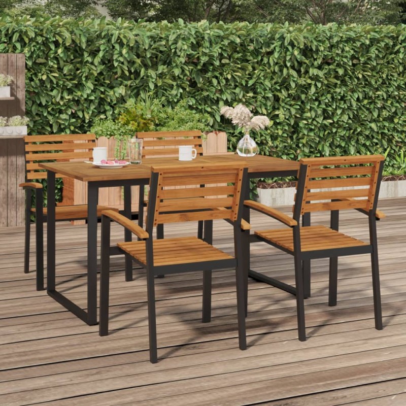 Mesa jardim c/ pernas em forma de U 140x80x75 cm acácia maciça-Mesas de jardim-Home Retail