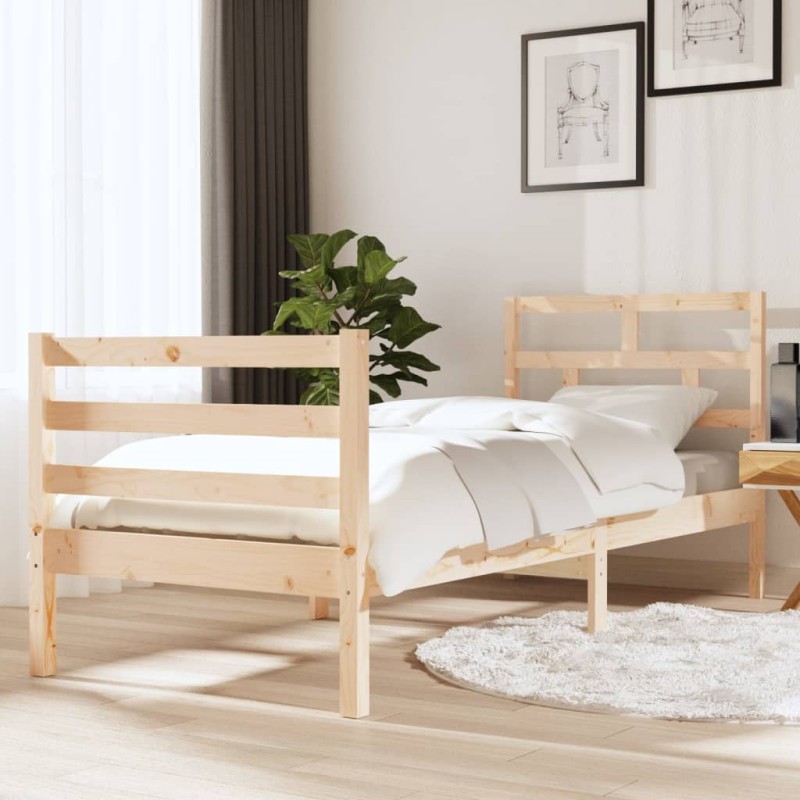 Estrutura de cama pequena solteiro 75x190 cm madeira maciça-Camas e estruturas de camas-Home Retail