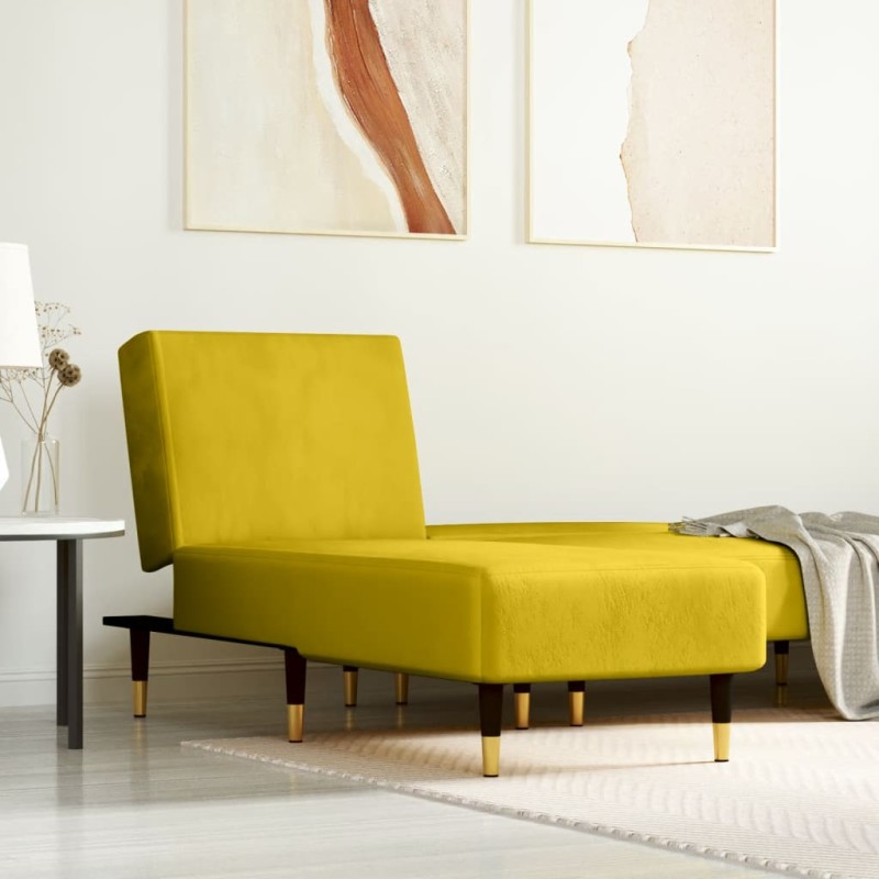 Chaise longue veludo amarelo-Cadeiras de descanso-Home Retail