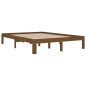 Estrutura de cama casal 135x190 cm madeira maciça castanho-mel