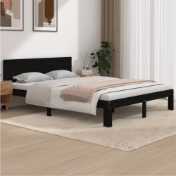 Estrutura de cama 140x190 cm pinho maciço preto