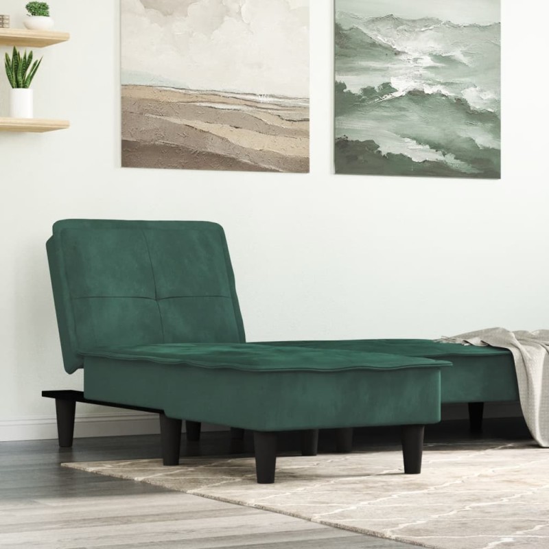 Chaise longue veludo verde-escuro-Cadeiras de descanso-Home Retail