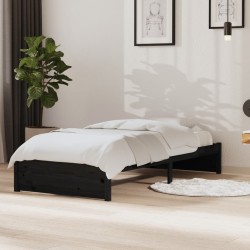 Estrutura de cama solteiro 90x190 cm madeira maciça preto