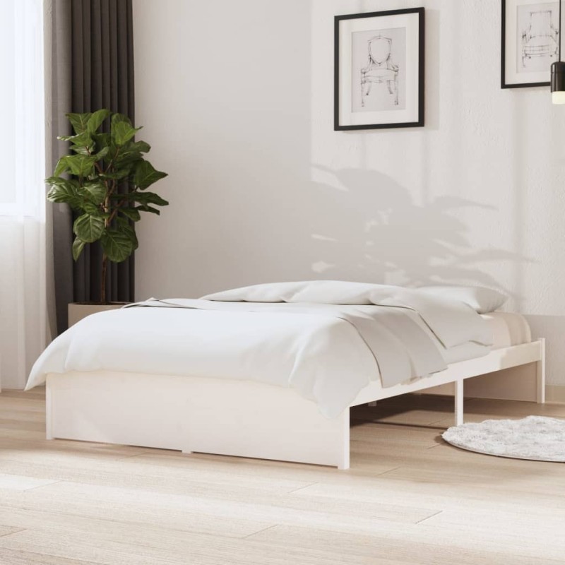 Estrutura de cama 120x200 cm madeira maciça branco-Camas e estruturas de camas-Home Retail