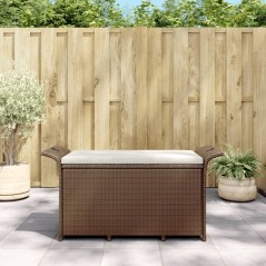 Banco de jardim com almofadão 116x46x57 cm vime PE castanho