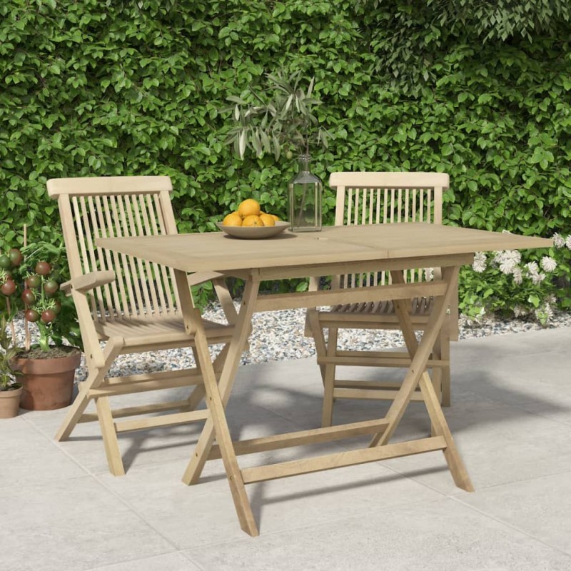 Mesa de jardim dobrável 120x70x75 cm teca maciça cinzento-Mesas de jardim-Home Retail