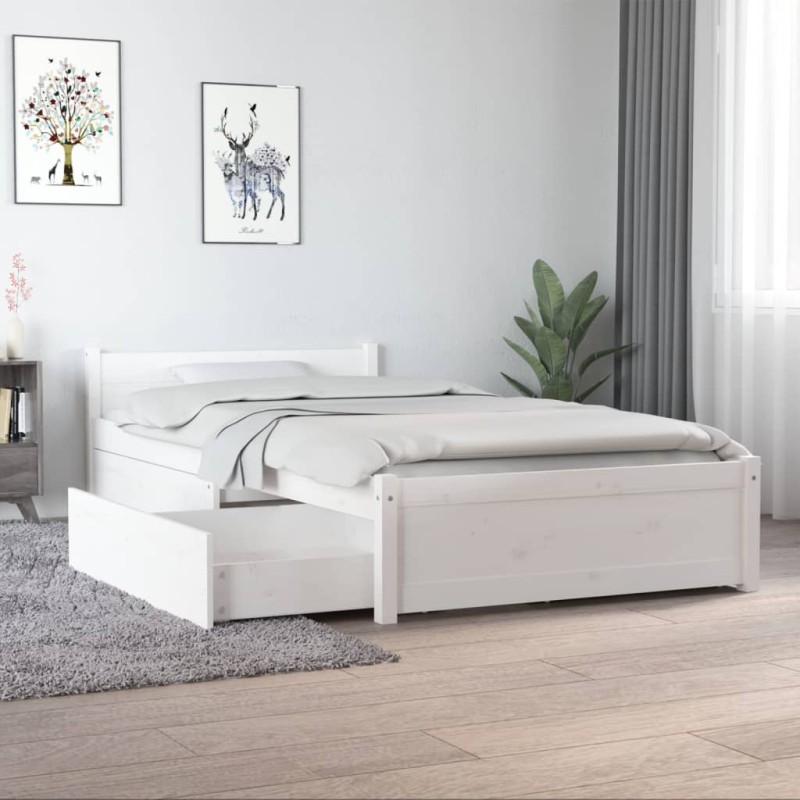 Estrutura cama com gavetas 90x190 cm 3FT Single branco-Camas e estruturas de camas-Home Retail