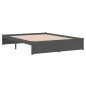 Estrutura de cama casal 135x190 cm madeira maciça cinzento