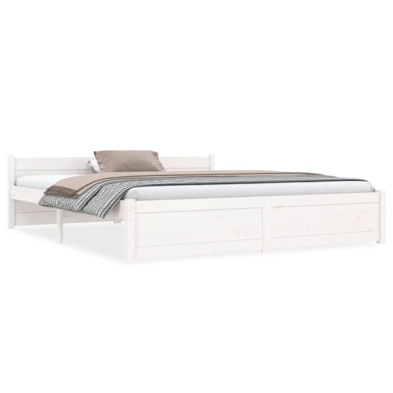 Estrutura de cama king 150x200 cm madeira maciça branco-Camas e estruturas de camas-Home Retail