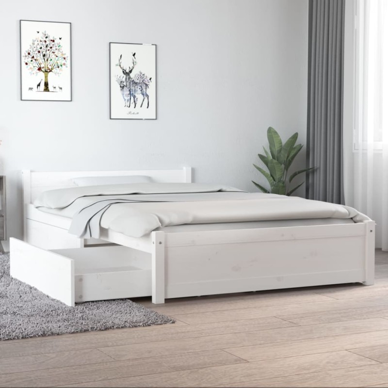 Estrutura de cama c/ gavetas 120x190cm pequena casal branco-Camas e estruturas de camas-Home Retail