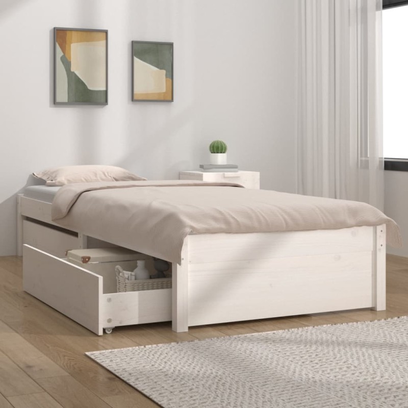 Estrutura de cama c/ gavetas 90x200 cm branco-Camas e estruturas de camas-Home Retail