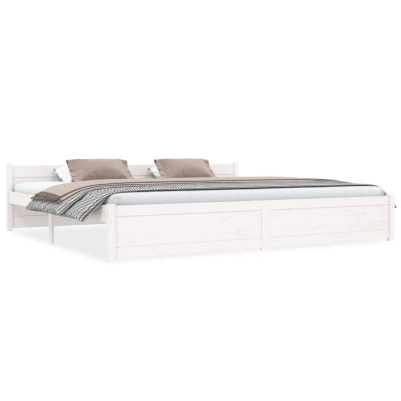 Estrutura de cama 200x200 cm madeira maciça branco-Camas e estruturas de camas-Home Retail