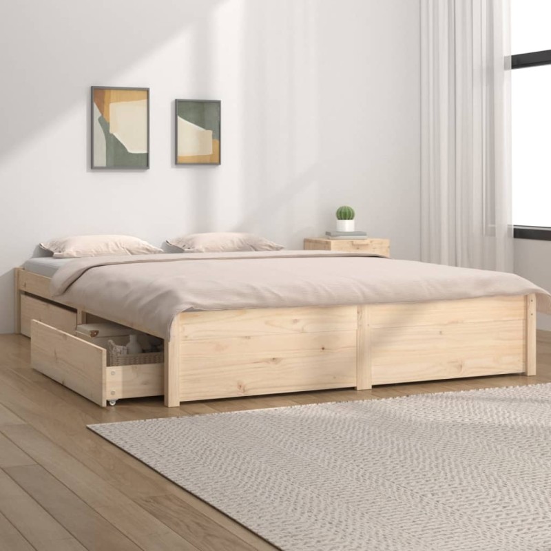 Estrutura de cama c/ gavetas 180x200 cm tamanho Super King-Camas e estruturas de camas-Home Retail