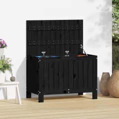 Caixa de arrumação jardim 76x42,5x54 cm pinho maciço preto