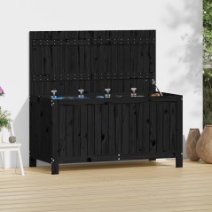 Caixa de arrumação jardim 121x55x64 cm pinho maciço preto