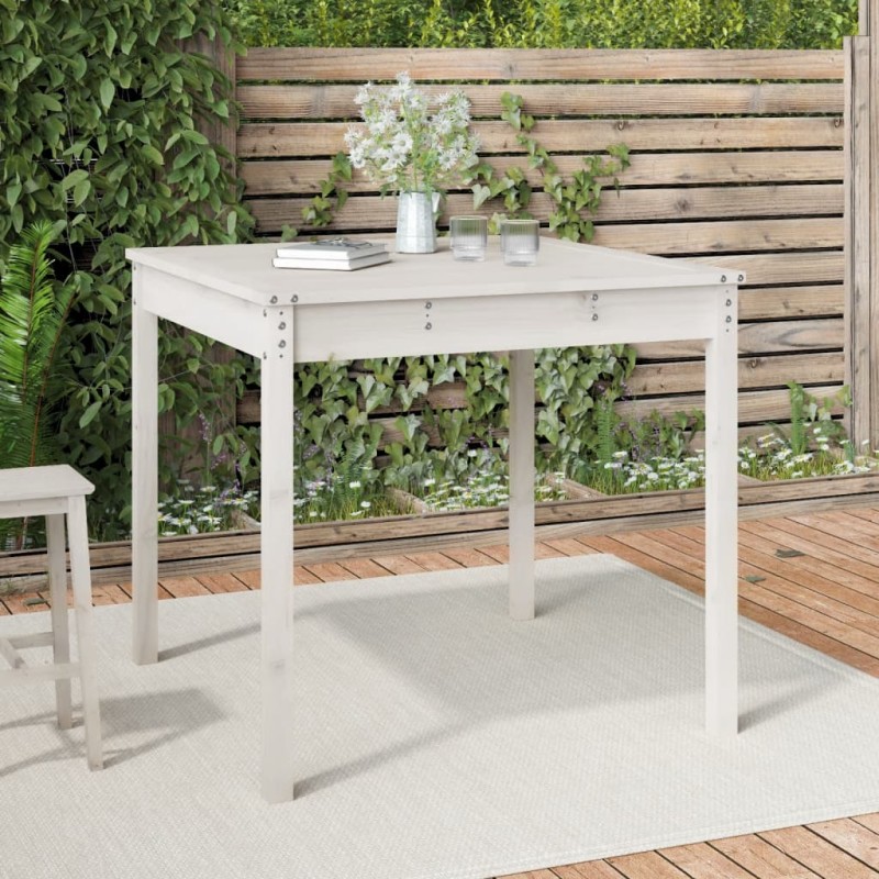 Mesa de jardim 82,5x82,5x76 cm madeira de pinho maciça branco-Mesas de jardim-Home Retail