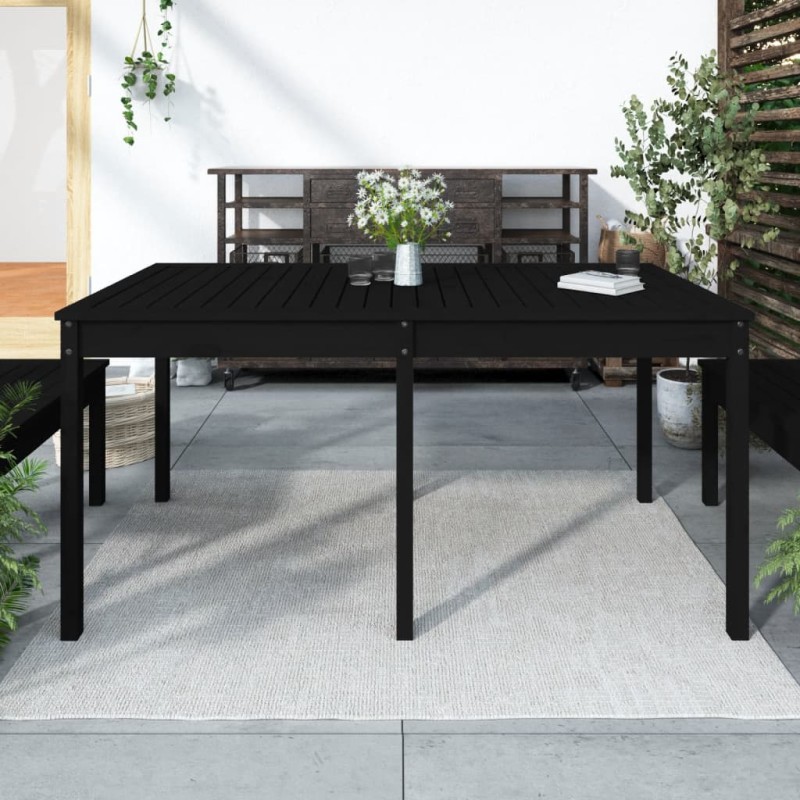 Mesa de jardim 159,5x82,5x76 cm madeira de pinho maciça preto-Mesas de jardim-Home Retail