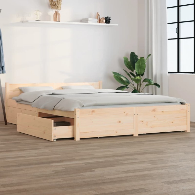 Estrutura de cama com gavetas 120x200 cm-Camas e estruturas de camas-Home Retail