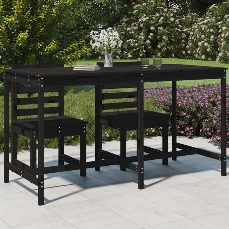 Mesa de jardim 203,5x90x110 cm madeira de pinho maciça preto-Mesas de jardim-Home Retail