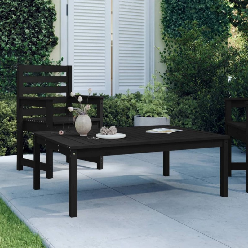 Mesa de jardim 121x82,5x45 cm madeira de pinho maciça preto-Mesas de jardim-Home Retail