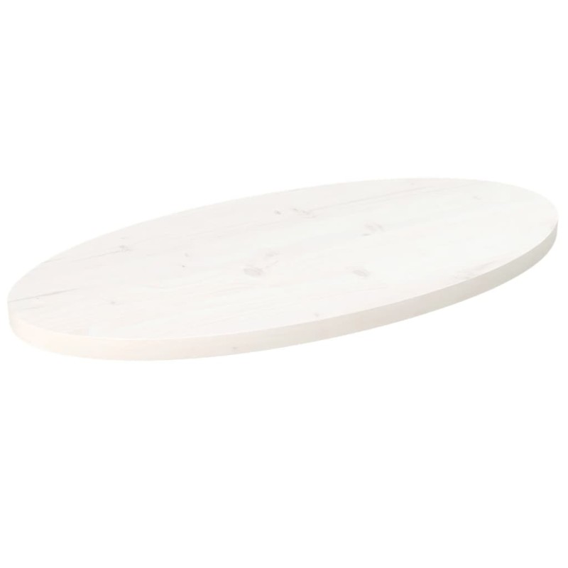 Tampo de mesa oval 60x30x2,5 cm madeira de pinho maciça branco-Tampos de mesa-Home Retail