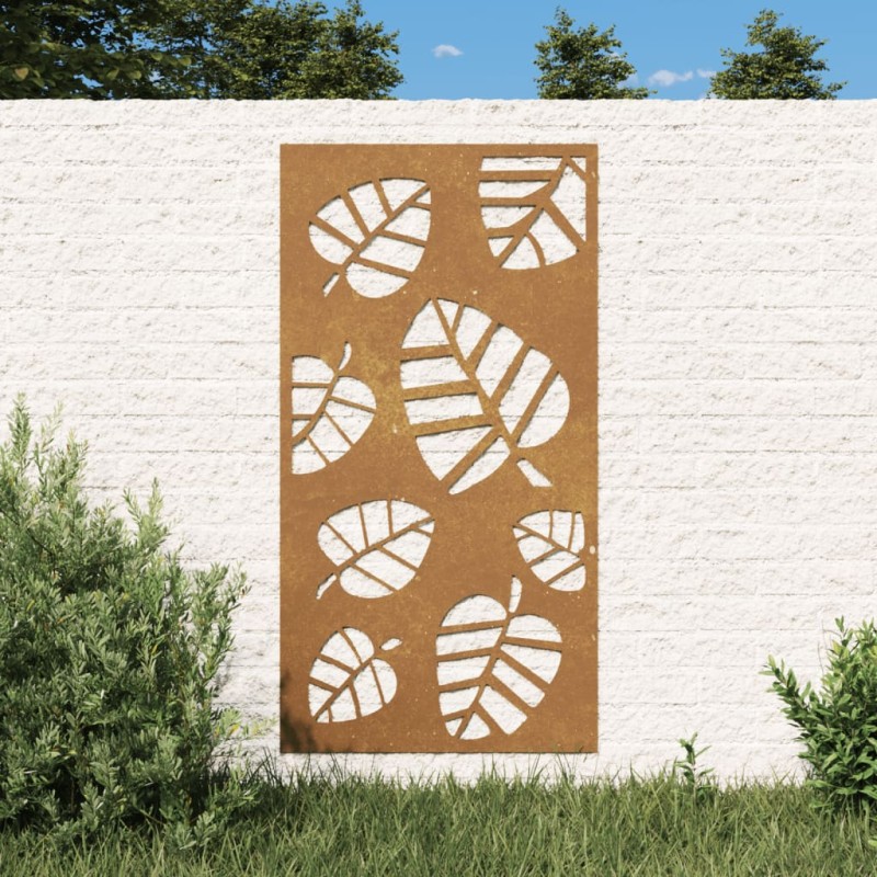 Decoração p/ muro de jardim 105x55 cm aço corten design folhas-Pósteres, quadros e artes visuais-Home Retail