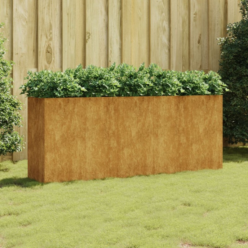 Canteiro elevado de jardim 200x40x80 cm aço corten-Vasos e floreiras-Home Retail