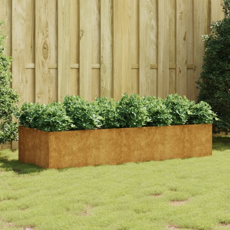 Canteiro elevado de jardim 200x80x40 cm aço corten-Vasos e floreiras-Home Retail