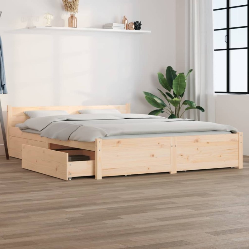 Estrutura de cama com gavetas 140x190 cm-Camas e estruturas de camas-Home Retail