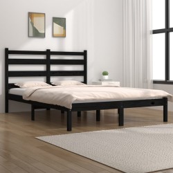 Estrutura de cama 6FT Super King 180x200 cm pinho maciço preto